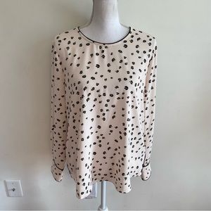 Lark & Ro Women’s Leopard Print Long Sleeve Blouse Light Pink Size Medium